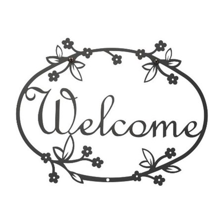 VILLAGE WROUGHT IRON Village Wrought Iron WEL-164 Medium Floral Welcome Sign WEL-164